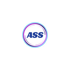 ASS creative initial letter flat monogram logo design with White background.Vector logo modern alphabet gradient color frame style.