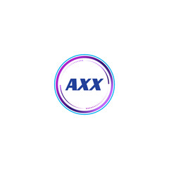 AXX creative initial letter flat monogram logo design with White background.Vector logo modern alphabet gradient color frame style.