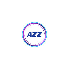 AZZ creative initial letter flat monogram logo design with White background.Vector logo modern alphabet gradient color frame style.