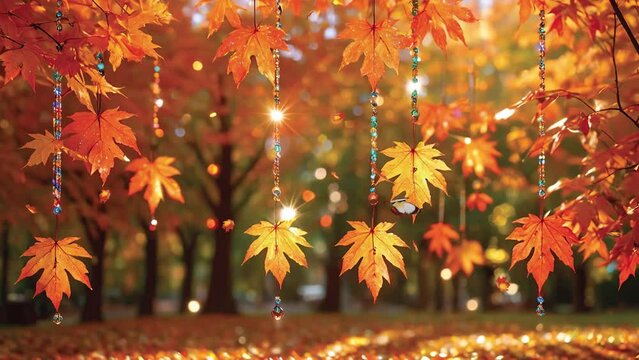 autumn leaves background 4k looping video