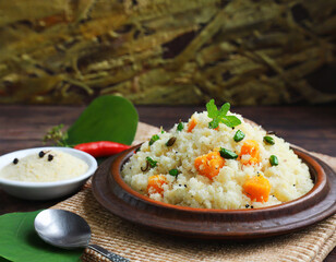 upma made of semolina, an south indian breakfast also popular in maharashtra ,india