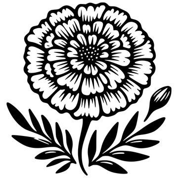 Black and white Marigold clip art