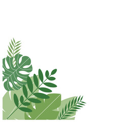 Green Tropical Leaves Border