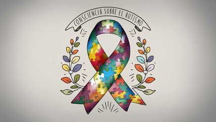 Autism Awareness Puzzle Ribbon With Spanish Text , Autism Awareness Banner In Spanish