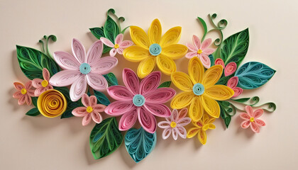 flowers quilled paper colorful background