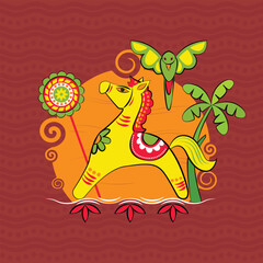 Happy Bengali New Year, Pohela Boishakh, Suvo Noboborsho, Bengali Traditional folk Design. Colorful Background, Mask motifs. Illustration Of Pohela Boishakh. wishing for a Bengali New Year.