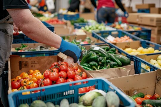 Sorting Fresh Vegetables at Food Distribution Center