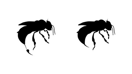 Bee sting emblem, black isolated silhouette