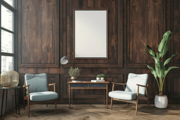 Office design Modern design armchair with a desk near paneling wall in Maximalist Design.