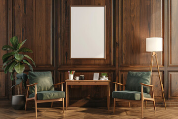 Office design Modern design armchair with a desk near paneling wall in Natural Materials.