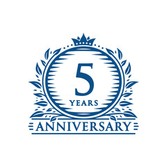 5 years celebrating anniversary design template. 5th anniversary logo. Vector and illustration.