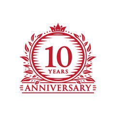 10 years celebrating anniversary design template. 10th anniversary logo. Vector and illustration.