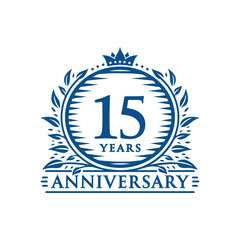 15 years celebrating anniversary design template. 15th anniversary logo. Vector and illustration.