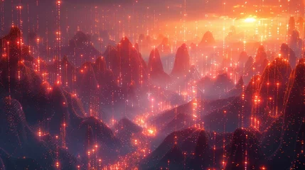 Badkamer foto achterwand Vibrant digital landscape of a blockchain ecosystem © Leninya