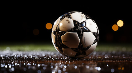 Realistic soccer ball or football ball on dark background