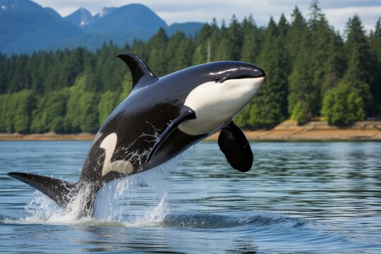 the powerful orca whale gracefully swimming through the depths of the ocean, exuding a sense of majesty and elegance