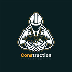 Construction mascot logo template design