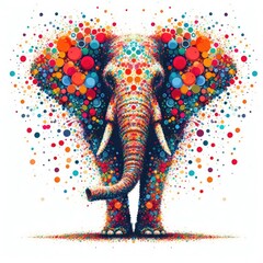 Elephant Colorful Illustration, Generative AI