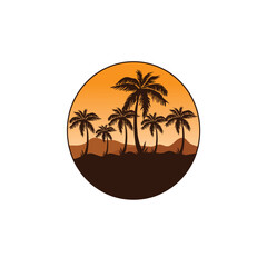Fototapeta na wymiar Vector icon illustration of a coconut garden silhouette.