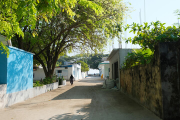 The residential area of local village Ukulhas. Ukulhas, one of the inhabited islands of Alif Alif Atoll.
