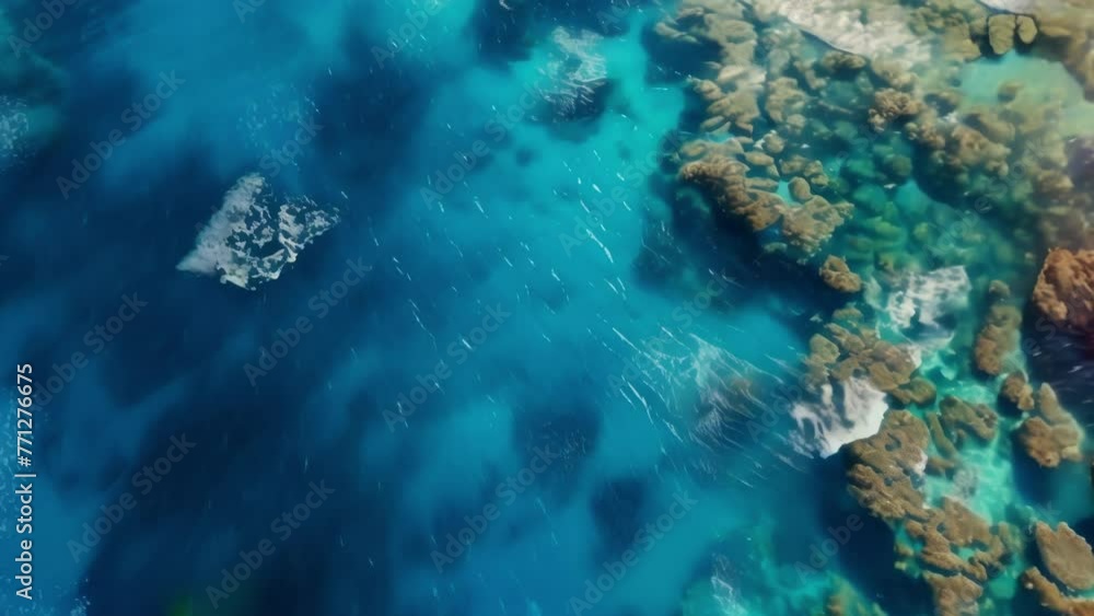 Poster experience the vastness of the ocean as waves crash against rugged rocks in this interactive map ani