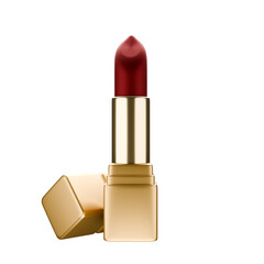 Lipstick golden outer casing 3D rendering. Advertising signs. Product design. Product sales. Product code.