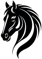 Horse Head as Logo - Black Illustration for Textile Printing or as Tattoo - 771277439
