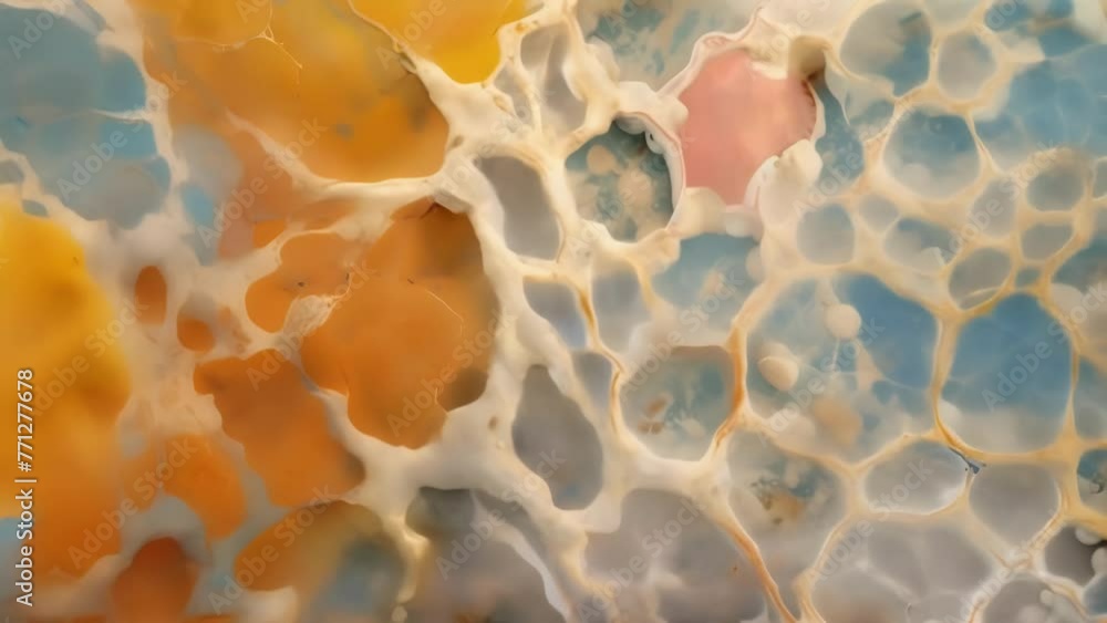 Poster a section of soil viewed under a microscope revealing a network of tunnels created by the movement o