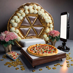 초코렛 피자 책상과 나의 꽃침대 스마트폰 거울