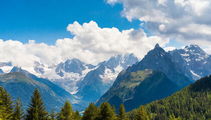 Banner Alpine mountains and the sky in the clouds copyspace