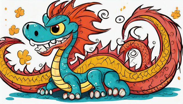 Cartoon cute chinese dragon illustration