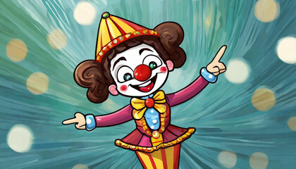 Finger cartoon cute circus clown illustration