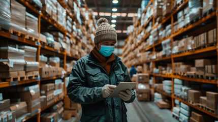  Masked Worker Supervising Inventory