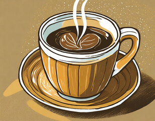 hand drawn cartoon coffee illustration