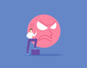 a very upset man. angry and irritated businessman. full of anger and emotion. facial expressions and poses. illustration concept design. graphic elements. flat style vector