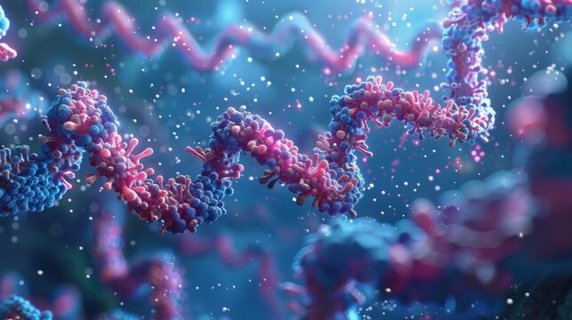 Render the process of DNA replication in a biological cell