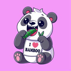 Cute panda is eating bamboo