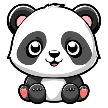 cute panda cartoon isolated on a white background. vector illustration