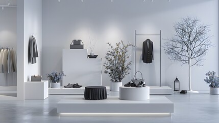 Elegant Modular Podium in a Fashion Store Display