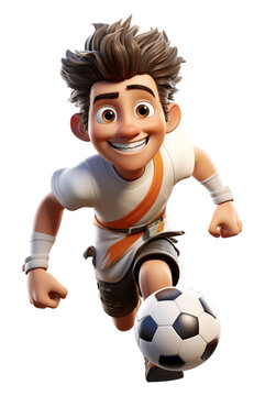 3d design of football player cartoon character isolated on transparent background, ai generative