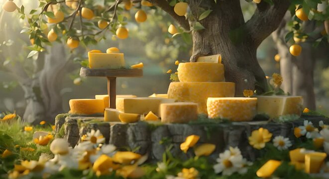 Cheese wheels by cow pasture 3D structure