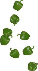 falling green paprika