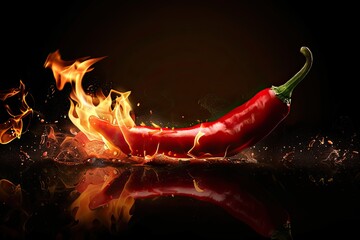 Burning Chilli Pepper Isolated On Black