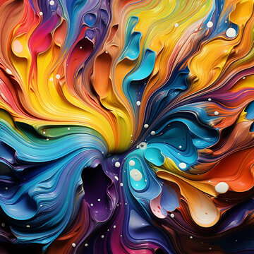3d rendered photos of colorful hand drawn oil painting with color texture abstract art