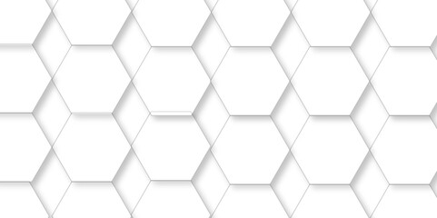 Abstract hexagon white  background with shadow .white  background Futuristic blue neon honeycombs. Modern technology design. Vector illustration.