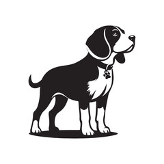 Vector Silhouette Illustration of a Beagle Dog - Perfect for Pet Lovers and Designers- Beagle Black Vector Stock.