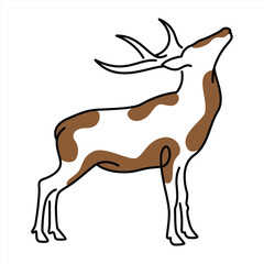 Deer Antler Simple White Brown Fun Cartoon Doodle Line Clip Art