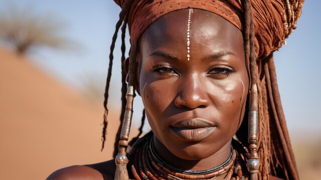 Himba woman carrying a traditional necklaces