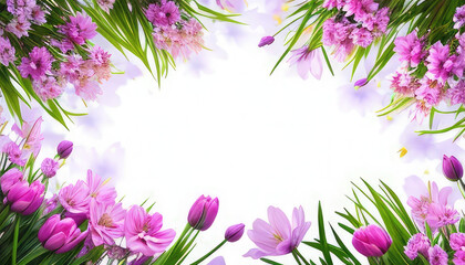 Abstact spring frame with flowers ands copyspace. Background