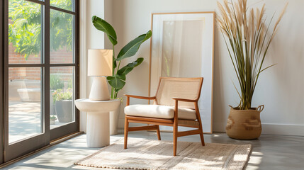 Bright and Airy Living Room with Modern Furniture and Greenery